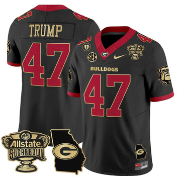 Personalized GB 2026 Sugar Bowl & Georgia Map Patch Vapor Limited Jersey - Black Gold Trim / Trump Stitched