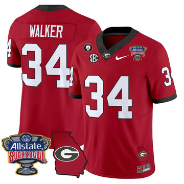 Personalized GB 2026 Sugar Bowl & Georgia Map Patch Vapor Limited Jersey - Red / Herschel Walker Stitched