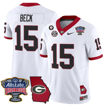 Personalized GB 2026 Sugar Bowl & Georgia Map Patch Vapor Limited Jersey - White / Carson Beck Stitched
