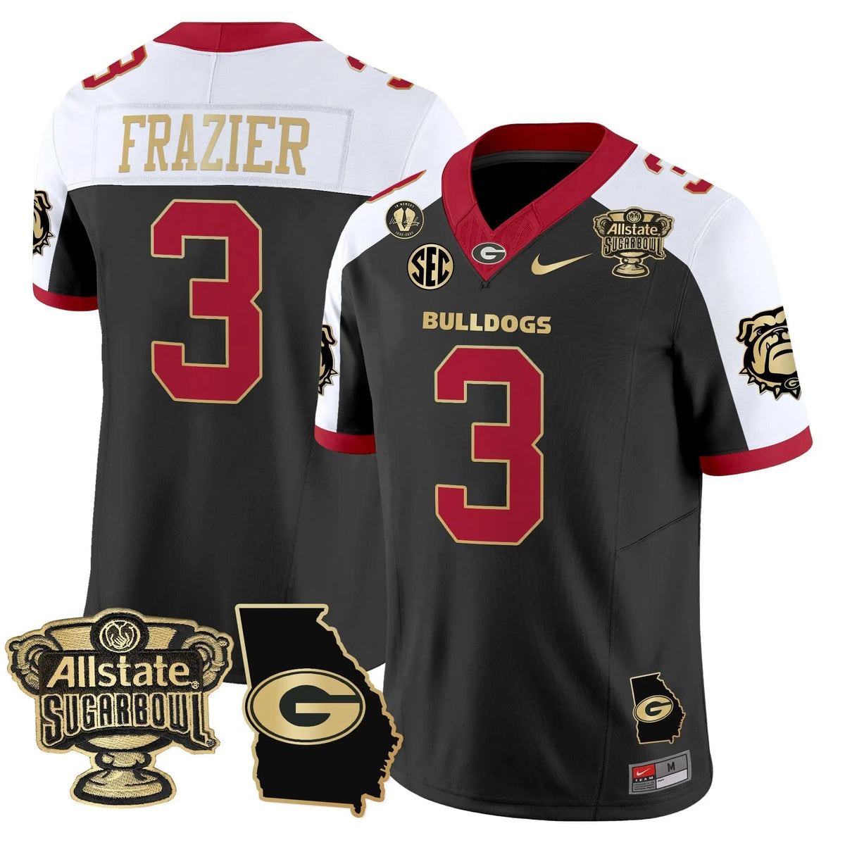 Personalized GB 2026 Sugar Bowl & Georgia Map Patch Vapor Limited Jersey - Alternate / Nate Frazier Stitched