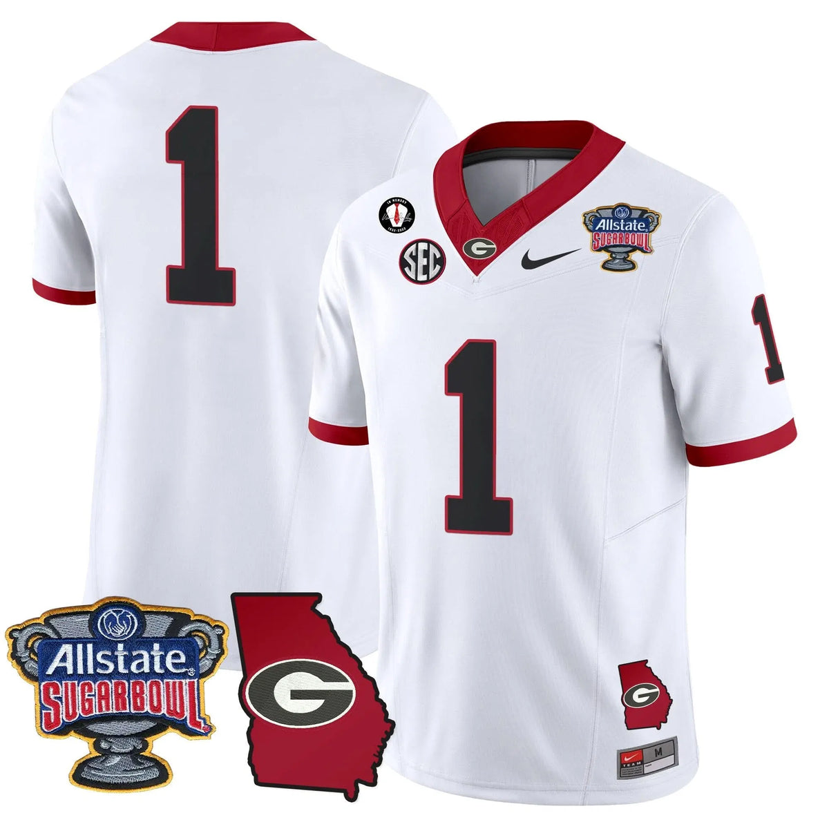 Personalized GB 2026 Sugar Bowl & Georgia Map Patch Vapor Limited Jersey - White / #1 Team Stitched