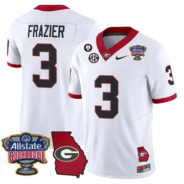 Personalized GB 2026 Sugar Bowl & Georgia Map Patch Vapor Limited Jersey - White / Nate Frazier Stitched