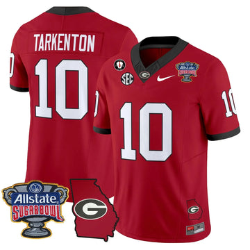 Personalized GB 2026 Sugar Bowl & Georgia Map Patch Vapor Limited Jersey - Red / Fran Tarkenton Stitched