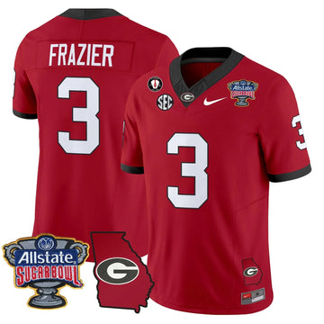 Personalized GB 2026 Sugar Bowl & Georgia Map Patch Vapor Limited Jersey - Red / Nate Frazier Stitched