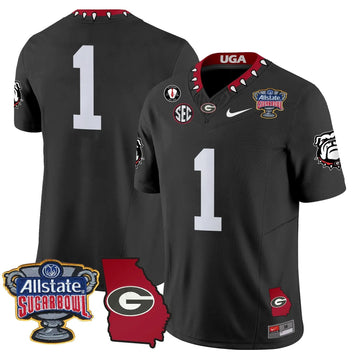 Personalized GB 2026 Sugar Bowl & Georgia Map Patch Vapor Limited Jersey - Black / #1 Team Stitched
