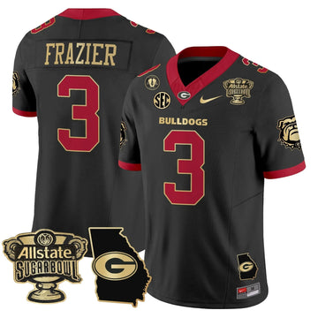 Personalized GB 2026 Sugar Bowl & Georgia Map Patch Vapor Limited Jersey - Black Gold Trim / Nate Frazier Stitched