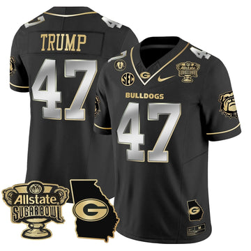 Personalized GB 2026 Sugar Bowl & Georgia Map Patch Vapor Limited Jersey - Black Gold / Trump Stitched