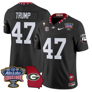 Personalized GB 2026 Sugar Bowl & Georgia Map Patch Vapor Limited Jersey - Black / Trump Stitched