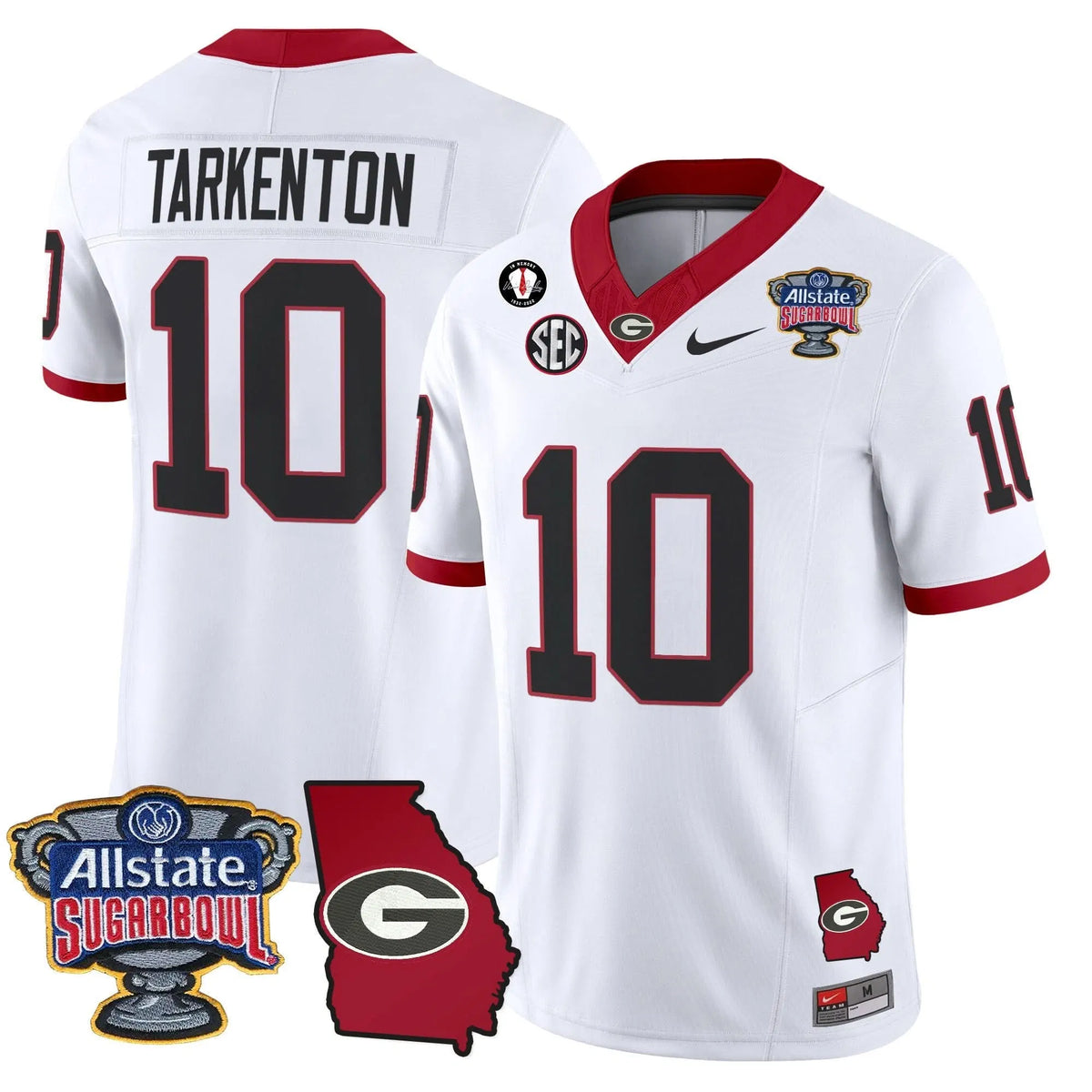 Personalized GB 2026 Sugar Bowl & Georgia Map Patch Vapor Limited Jersey - White / Fran Tarkenton Stitched