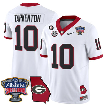 Personalized GB 2026 Sugar Bowl & Georgia Map Patch Vapor Limited Jersey - White / Fran Tarkenton Stitched