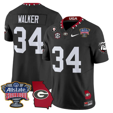 Personalized GB 2026 Sugar Bowl & Georgia Map Patch Vapor Limited Jersey - Black / Herschel Walker Stitched