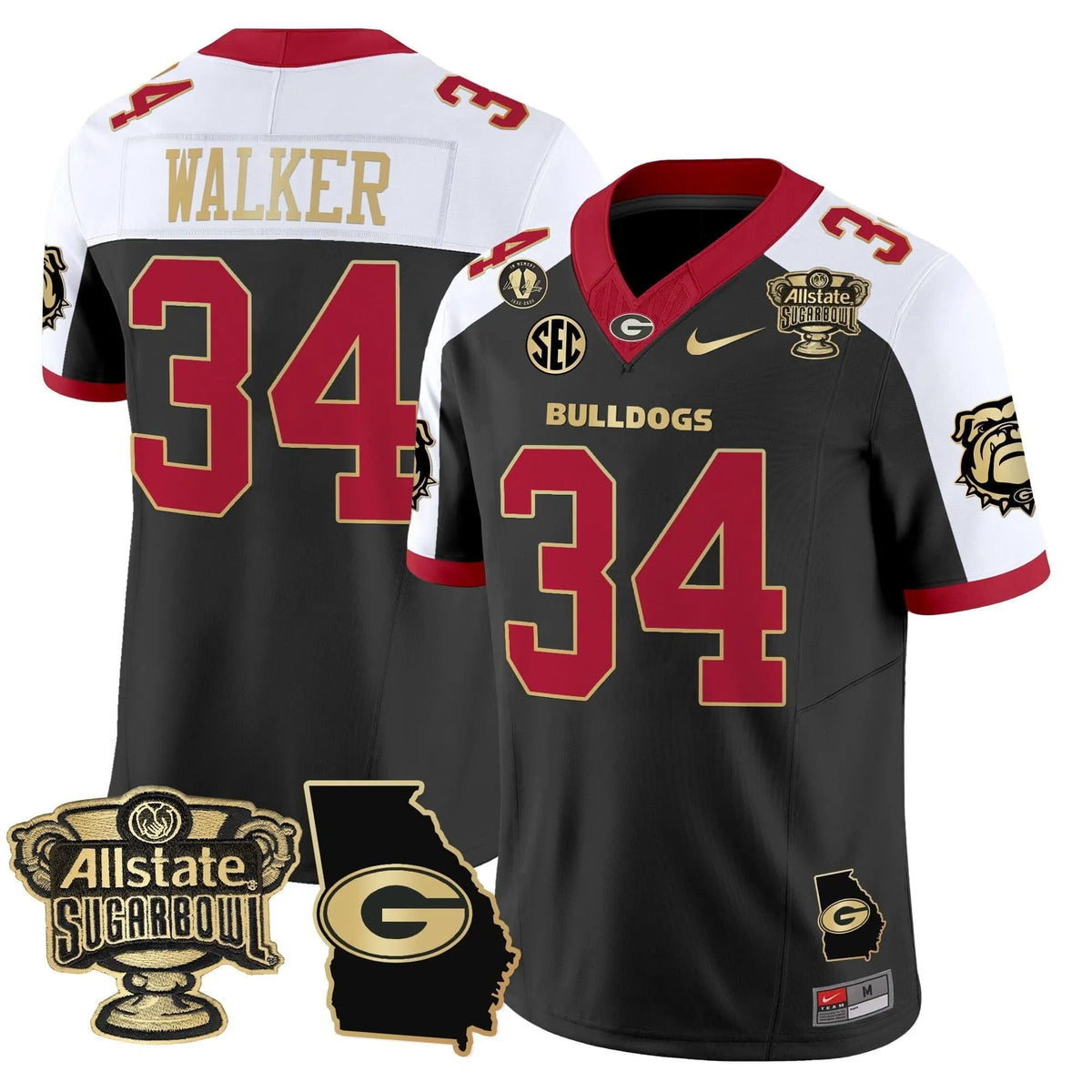 Personalized GB 2026 Sugar Bowl & Georgia Map Patch Vapor Limited Jersey - Alternate / Herschel Walker Stitched