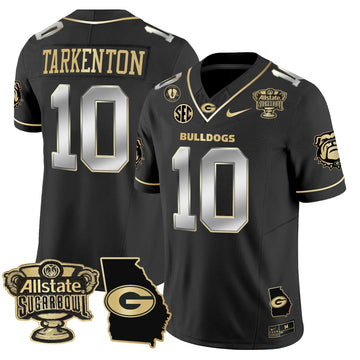 Personalized GB 2026 Sugar Bowl & Georgia Map Patch Vapor Limited Jersey - Black Gold / Fran Tarkenton Stitched