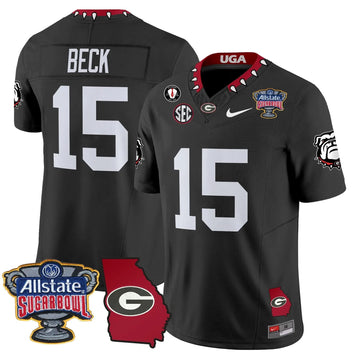 Personalized GB 2026 Sugar Bowl & Georgia Map Patch Vapor Limited Jersey - Black / Carson Beck Stitched