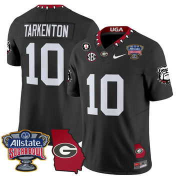 Personalized GB 2026 Sugar Bowl & Georgia Map Patch Vapor Limited Jersey - Black / Fran Tarkenton Stitched