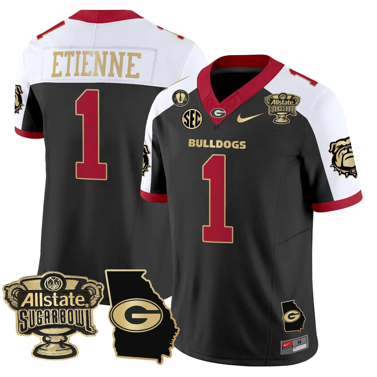 Personalized GB 2026 Sugar Bowl & Georgia Map Patch Vapor Limited Jersey - Alternate / Trevor Etienne Stitched