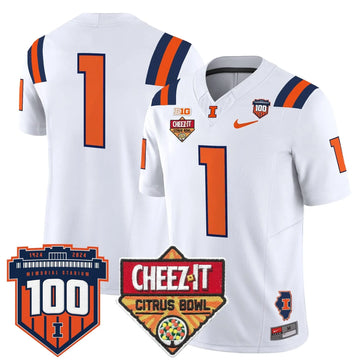 Personalized ILL 2026 Cheez-It Citrus Bowl Patch Vapor Limited Jersey - White / #1 Team Stitched