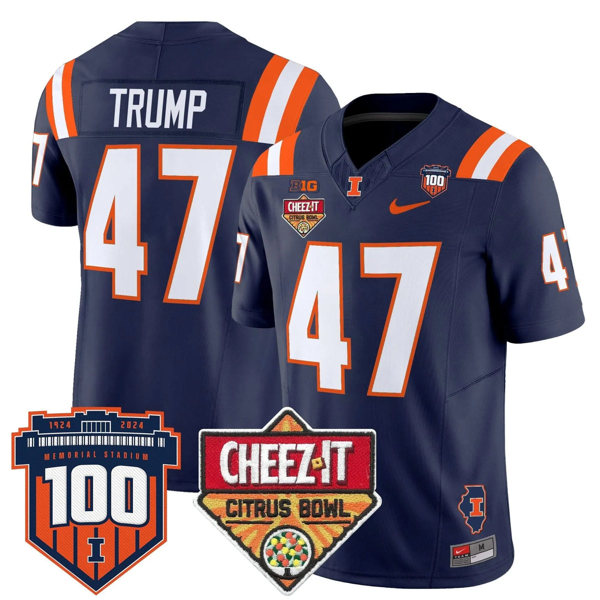 Personalized ILL 2026 Cheez-It Citrus Bowl Patch Vapor Limited Jersey - Navy / Trump Stitched