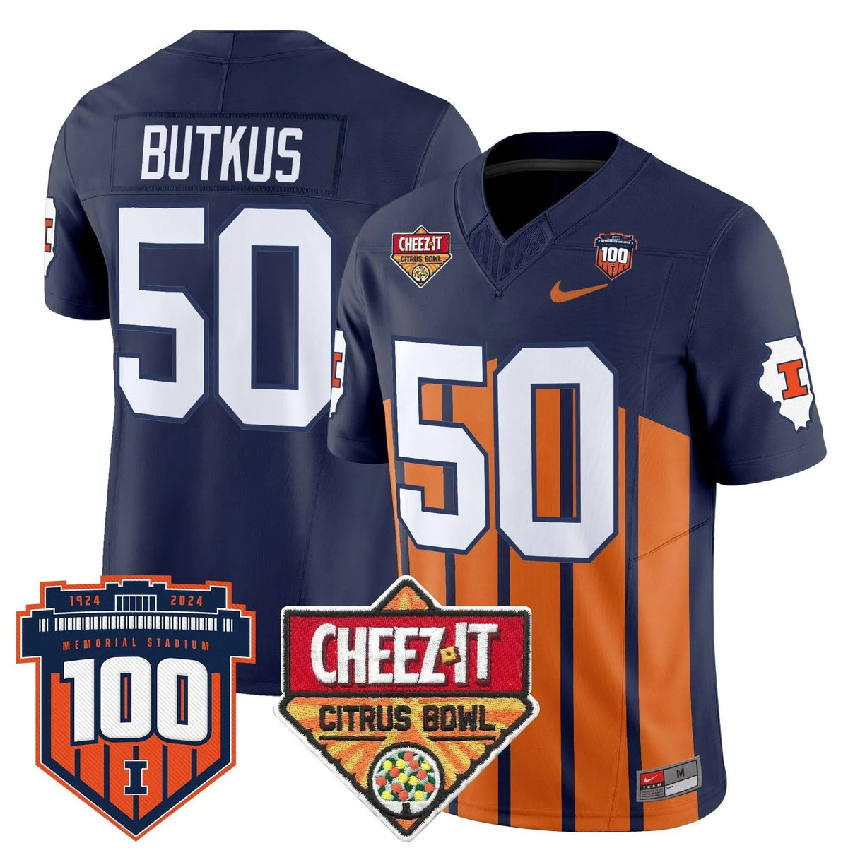 Personalized ILL 2026 Cheez-It Citrus Bowl Patch Vapor Limited Jersey - Throwback / Dick Butkus Stitched