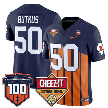 Personalized ILL 2026 Cheez-It Citrus Bowl Patch Vapor Limited Jersey - Throwback / Dick Butkus Stitched