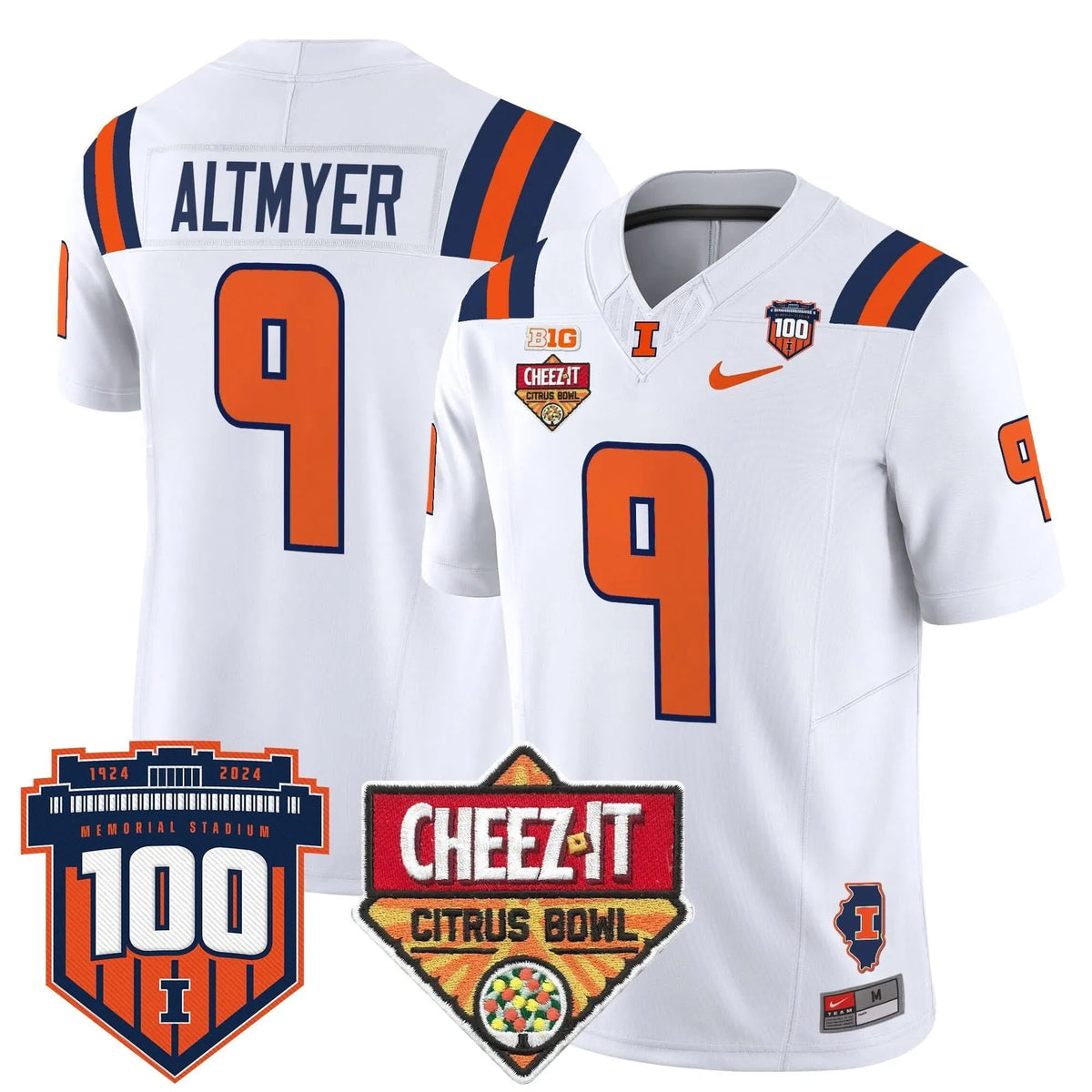 Personalized ILL 2026 Cheez-It Citrus Bowl Patch Vapor Limited Jersey - White / Luke Altmyer Stitched