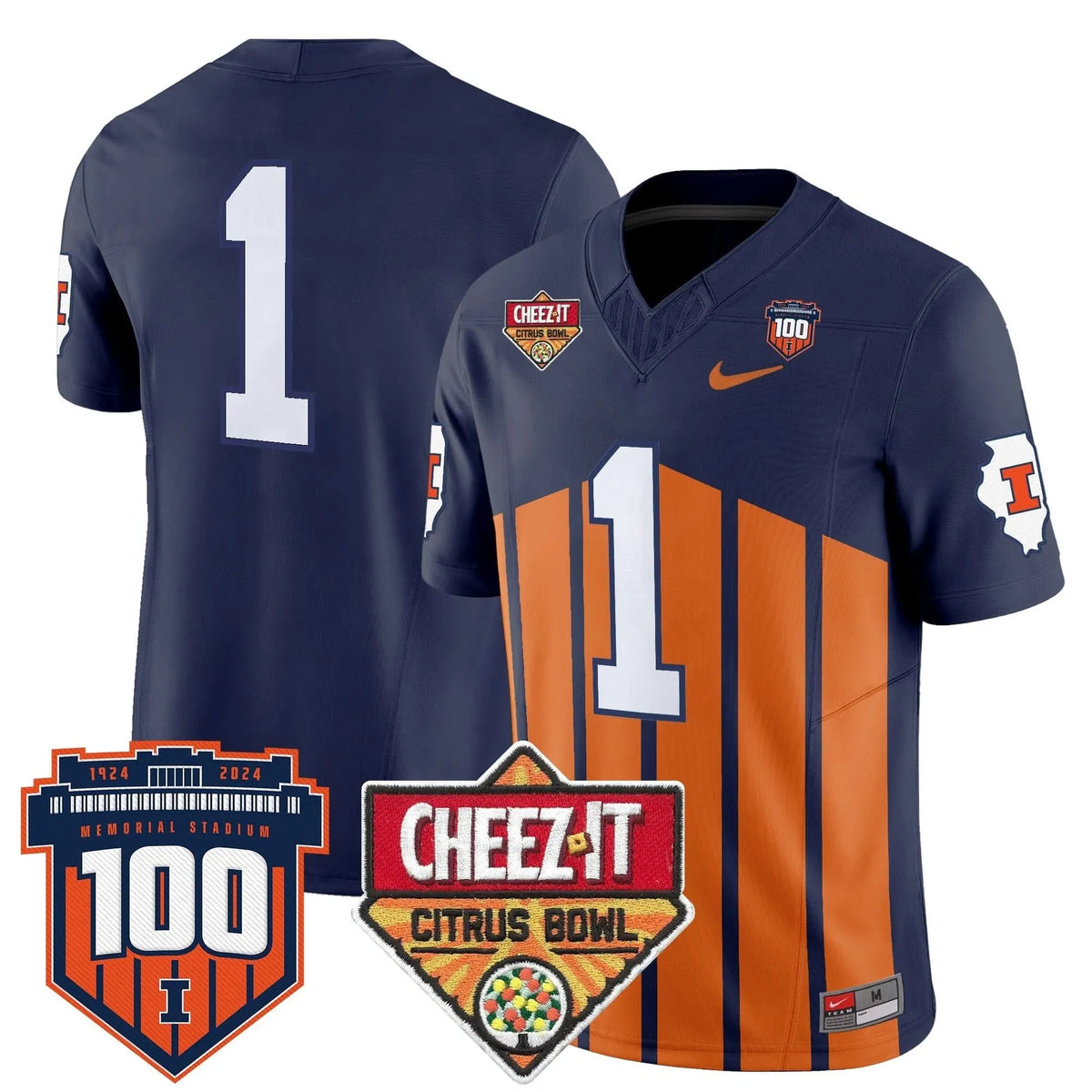 Personalized ILL 2026 Cheez-It Citrus Bowl Patch Vapor Limited Jersey - Throwback / #1 Team Stitched