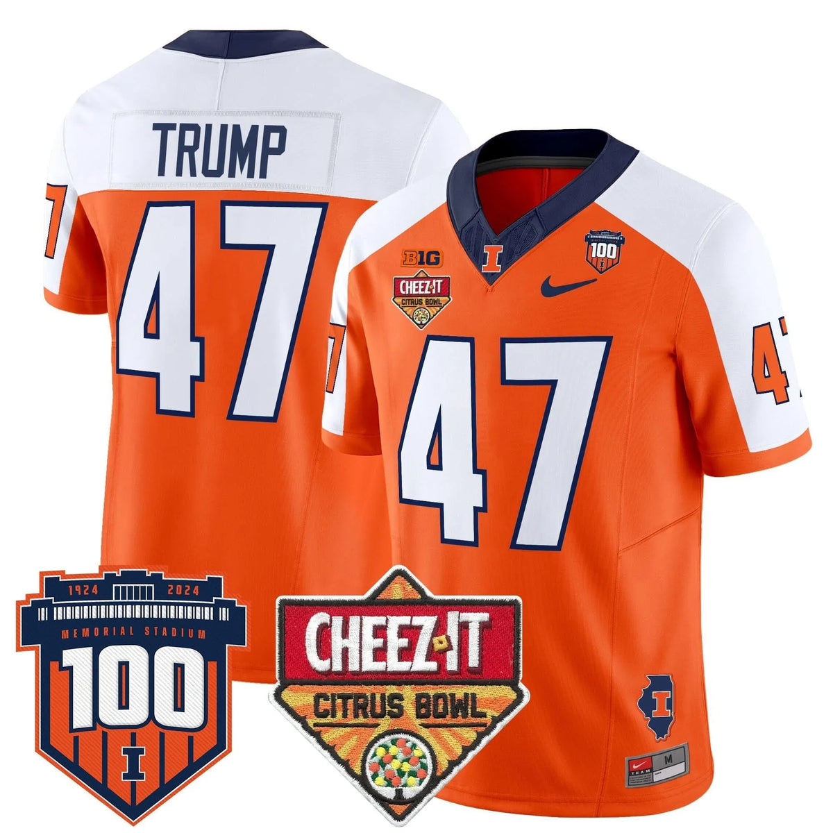 Personalized ILL 2026 Cheez-It Citrus Bowl Patch Vapor Limited Jersey - Orange Alternate / Trump Stitched