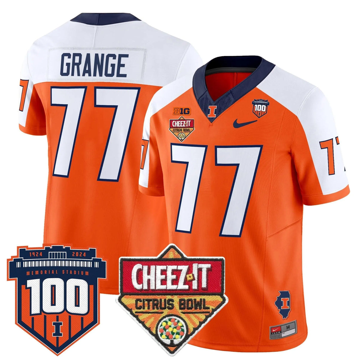 Personalized ILL 2026 Cheez-It Citrus Bowl Patch Vapor Limited Jersey - Orange Alternate / Red Grange Stitched