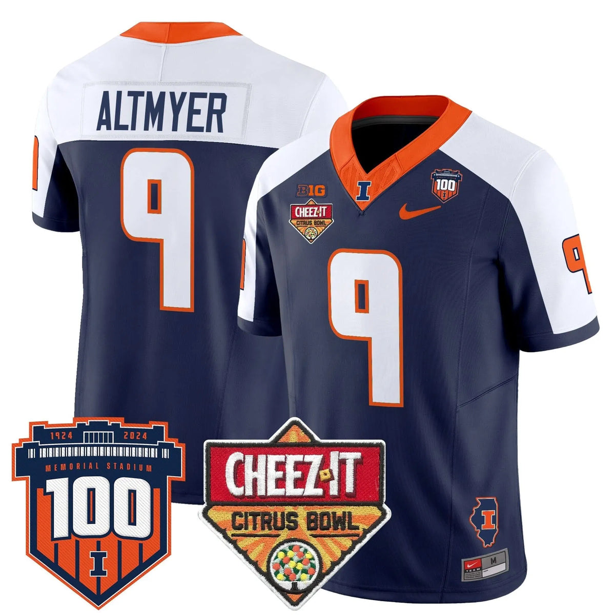 Personalized ILL 2026 Cheez-It Citrus Bowl Patch Vapor Limited Jersey - Navy Alternate / Luke Altmyer Stitched
