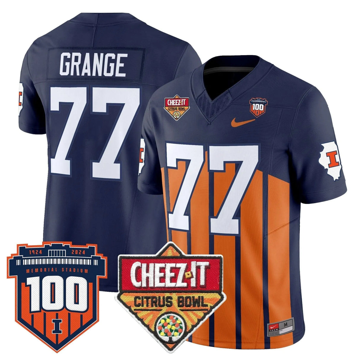 Personalized ILL 2026 Cheez-It Citrus Bowl Patch Vapor Limited Jersey - Throwback / Red Grange Stitched