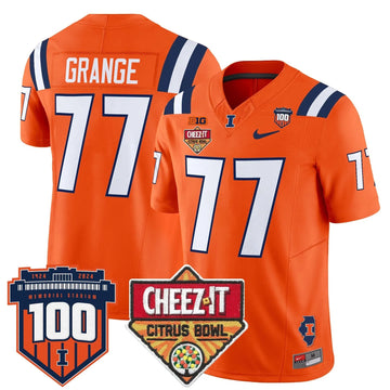 Personalized ILL 2026 Cheez-It Citrus Bowl Patch Vapor Limited Jersey - Orange / Red Grange Stitched
