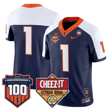 Personalized ILL 2026 Cheez-It Citrus Bowl Patch Vapor Limited Jersey - Navy Alternate / #1 Team Stitched