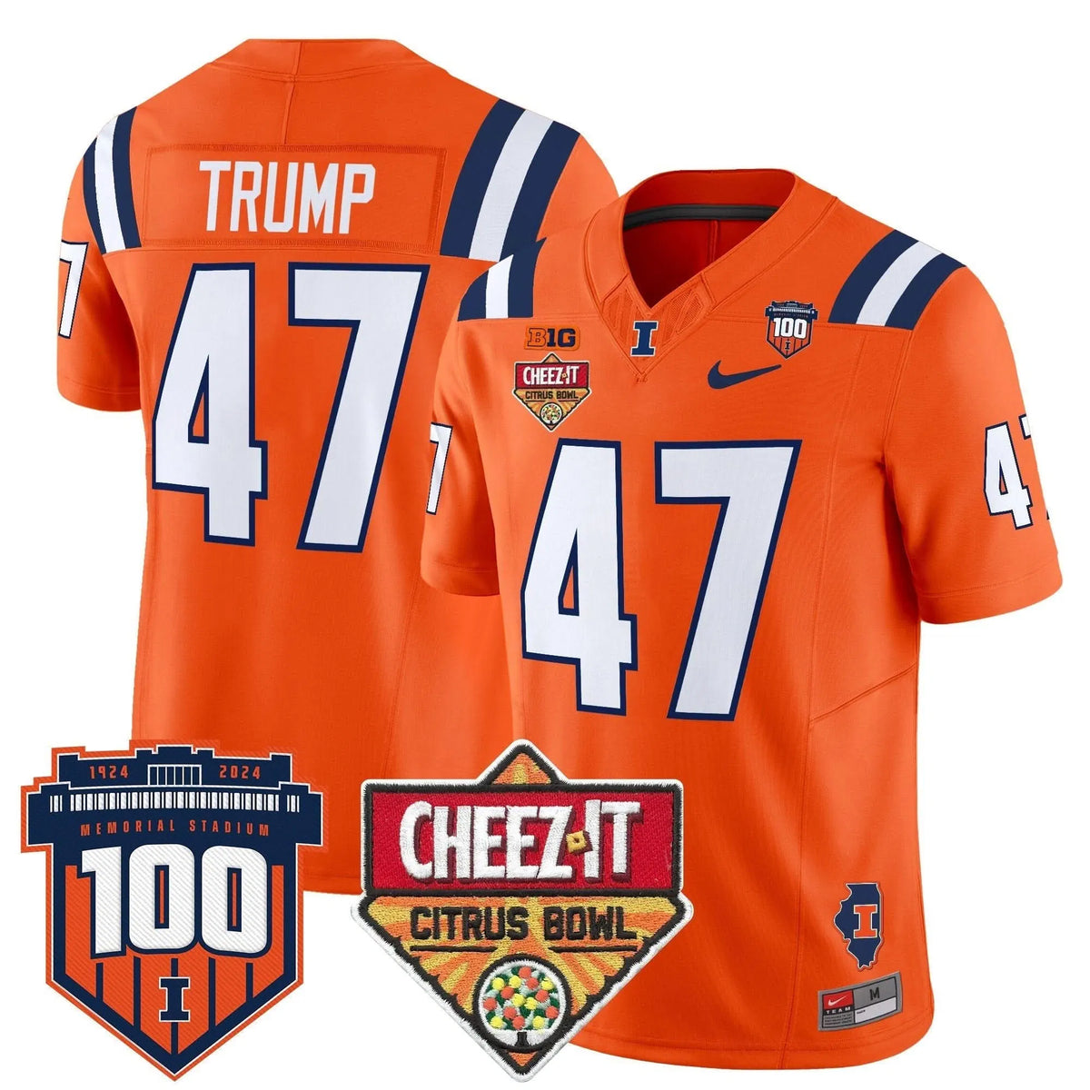 Personalized ILL 2026 Cheez-It Citrus Bowl Patch Vapor Limited Jersey - Orange / Trump Stitched