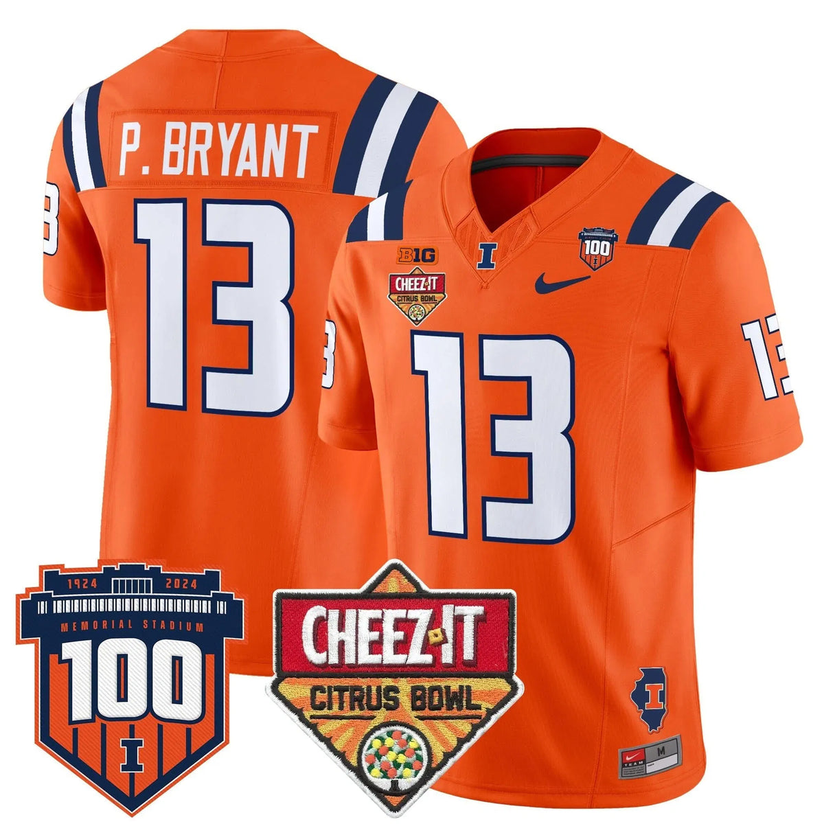 Personalized ILL 2026 Cheez-It Citrus Bowl Patch Vapor Limited Jersey - Orange / Pat Bryant Stitched
