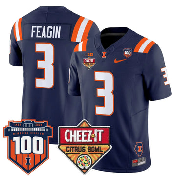 Personalized ILL 2026 Cheez-It Citrus Bowl Patch Vapor Limited Jersey - Navy / Kaden Feagin Stitched