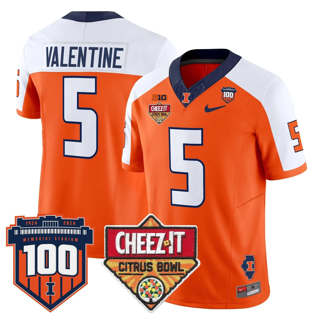 Personalized ILL 2026 Cheez-It Citrus Bowl Patch Vapor Limited Jersey - Orange Alternate / Ca'Lil Valentine Stitched