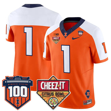 Personalized ILL 2026 Cheez-It Citrus Bowl Patch Vapor Limited Jersey - Orange Alternate / #1 Team Stitched
