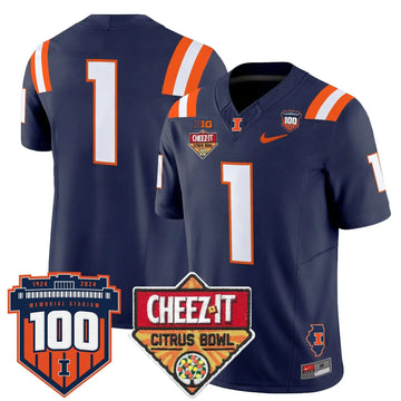 Personalized ILL 2026 Cheez-It Citrus Bowl Patch Vapor Limited Jersey - Navy / #1 Team Stitched