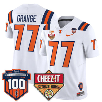 Personalized ILL 2026 Cheez-It Citrus Bowl Patch Vapor Limited Jersey - White / Red Grange Stitched