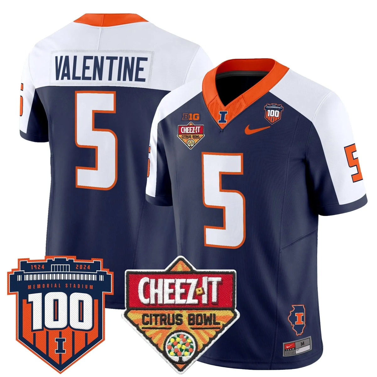 Personalized ILL 2026 Cheez-It Citrus Bowl Patch Vapor Limited Jersey - Navy Alternate / Ca'Lil Valentine Stitched