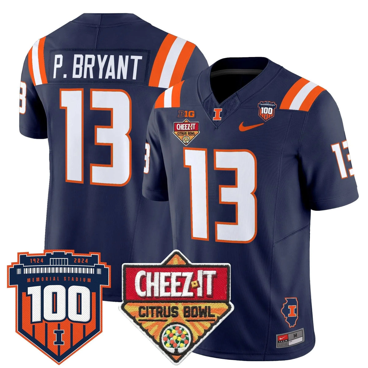 Personalized ILL 2026 Cheez-It Citrus Bowl Patch Vapor Limited Jersey - Navy / Pat Bryant Stitched