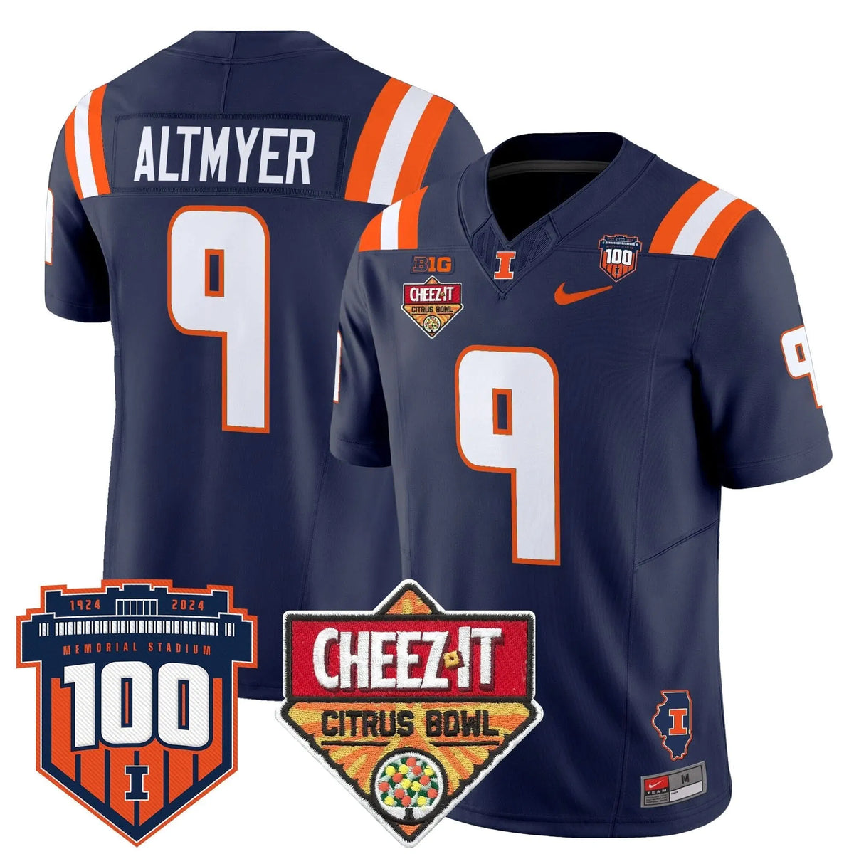 Personalized ILL 2026 Cheez-It Citrus Bowl Patch Vapor Limited Jersey - Navy / Luke Altmyer Stitched