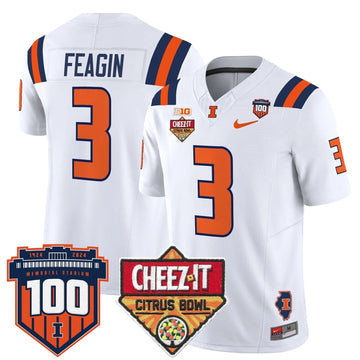 Personalized ILL 2026 Cheez-It Citrus Bowl Patch Vapor Limited Jersey - White / Kaden Feagin Stitched