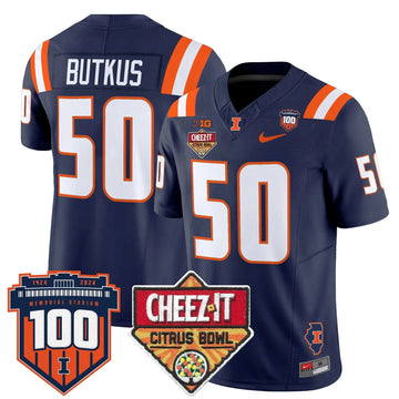Personalized ILL 2026 Cheez-It Citrus Bowl Patch Vapor Limited Jersey - Navy / Dick Butkus Stitched