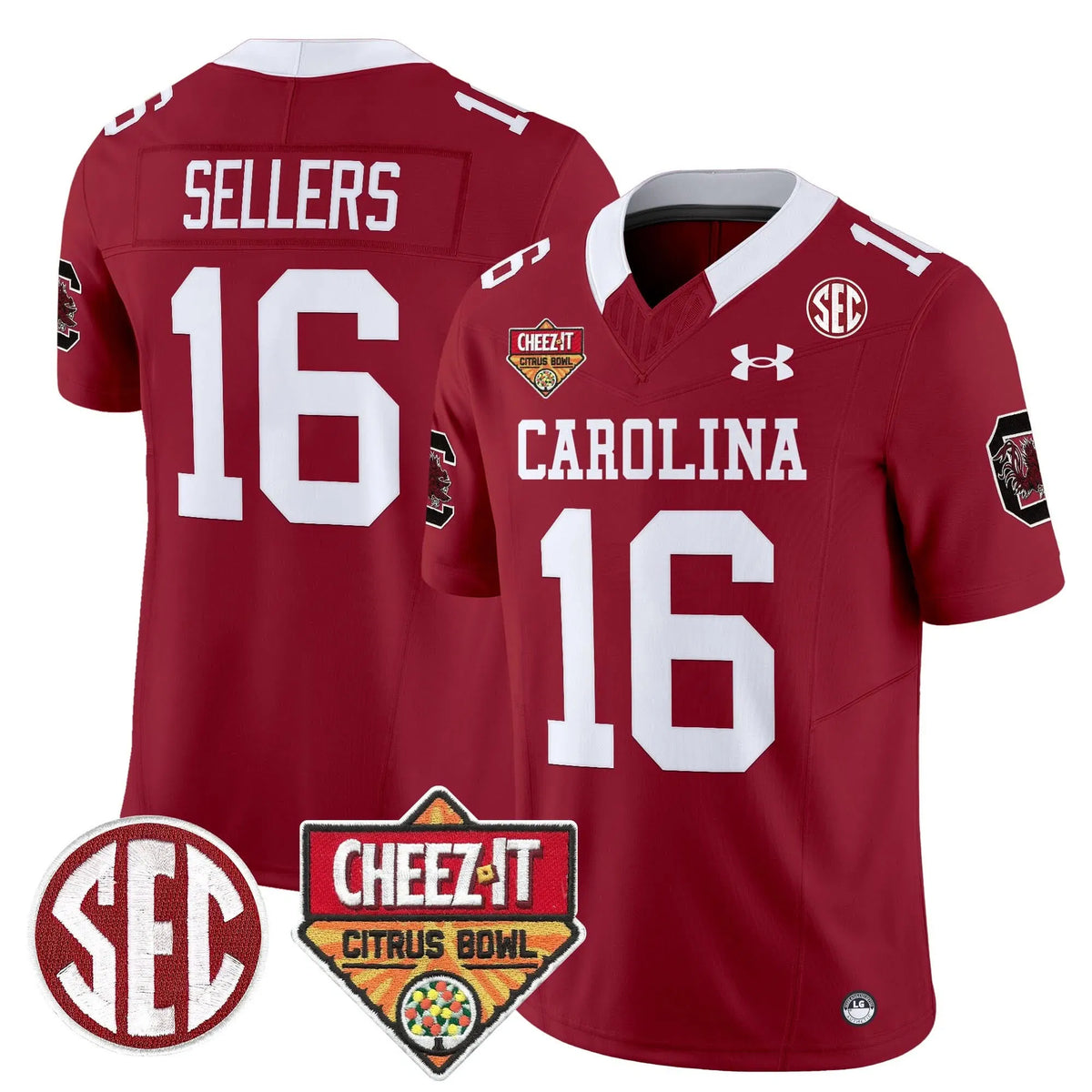Personalized SCG 1980 Throwback Cheez-It Citrus Bowl Patch Vapor Limited Jersey - Garnet / Lanorris Sellers Stitched