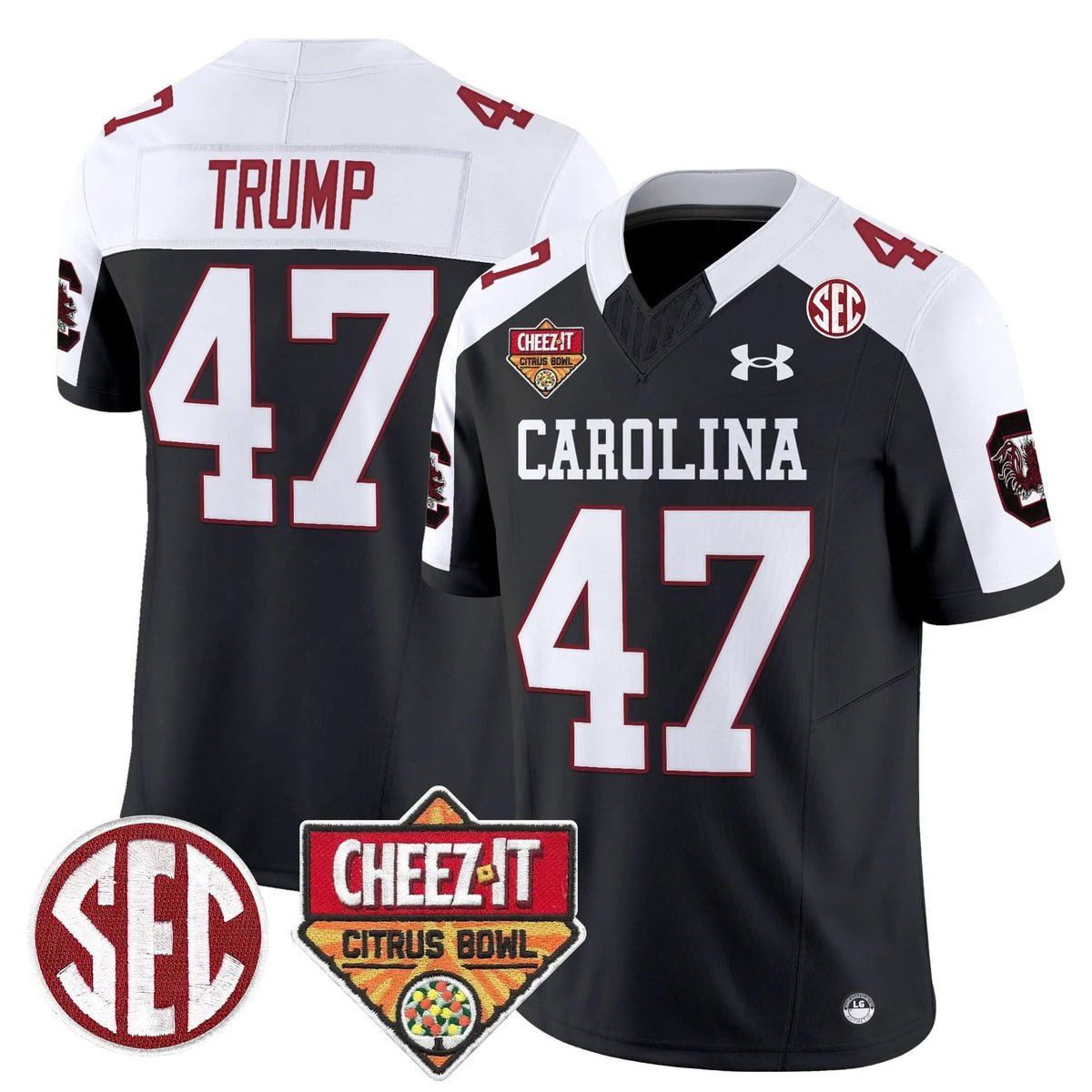 Personalized SCG 1980 Throwback Cheez-It Citrus Bowl Patch Vapor Limited Jersey - Black Alternate / Trump Stitched