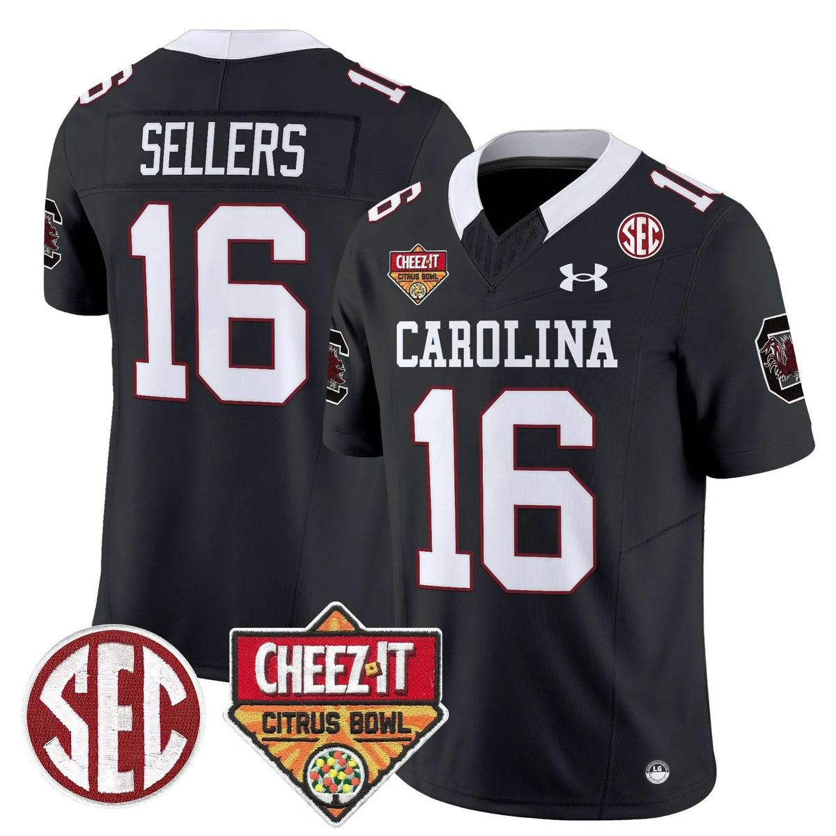 Personalized SCG 1980 Throwback Cheez-It Citrus Bowl Patch Vapor Limited Jersey - Black / Lanorris Sellers Stitched