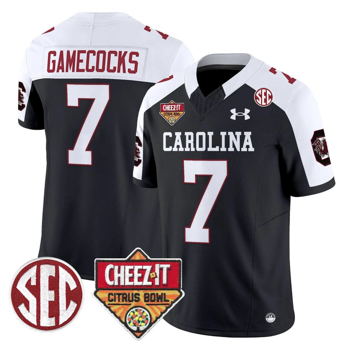 Personalized SCG 1980 Throwback Cheez-It Citrus Bowl Patch Vapor Limited Jersey - Black Alternate / Gamecocks Stitched