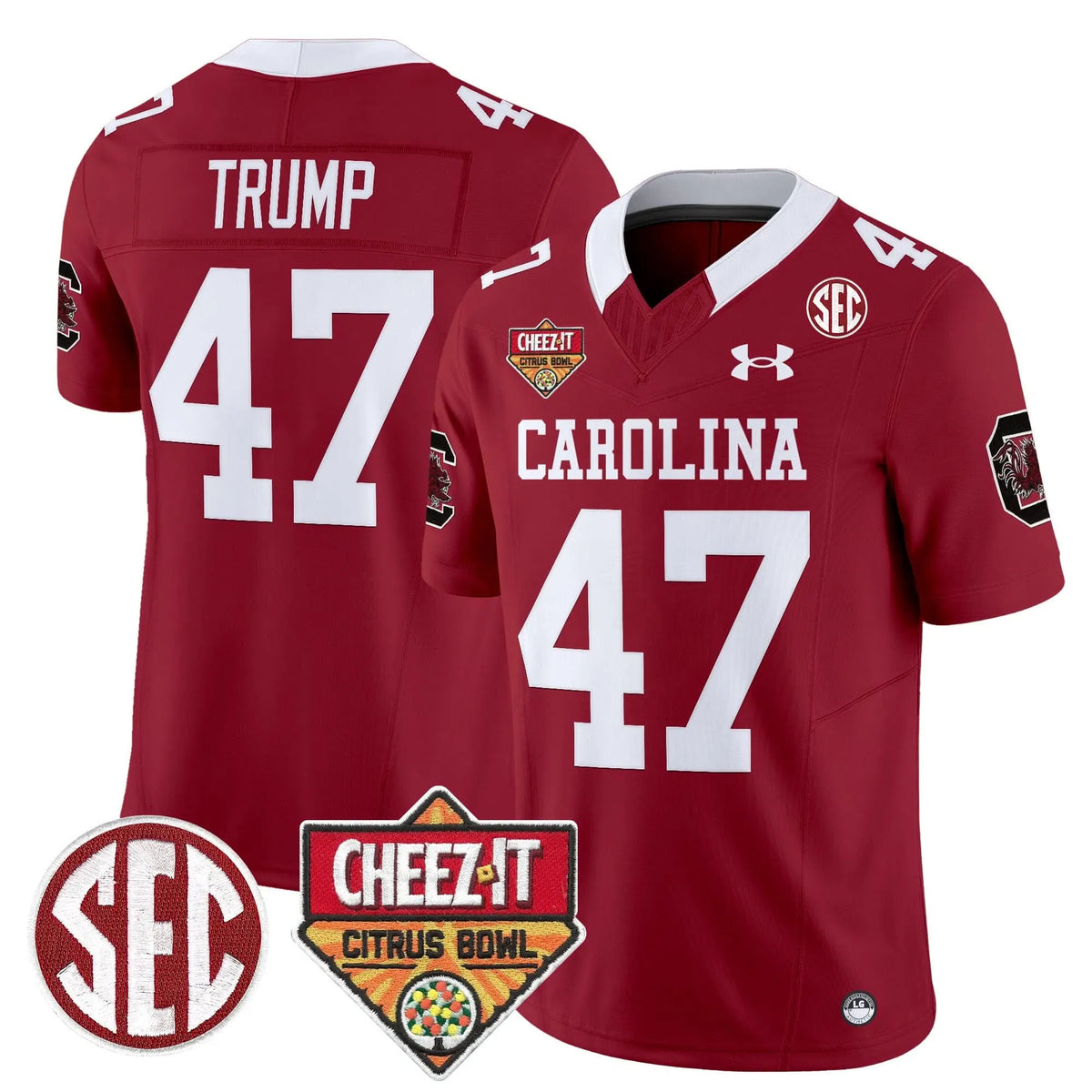 Personalized SCG 1980 Throwback Cheez-It Citrus Bowl Patch Vapor Limited Jersey - Garnet / Trump Stitched