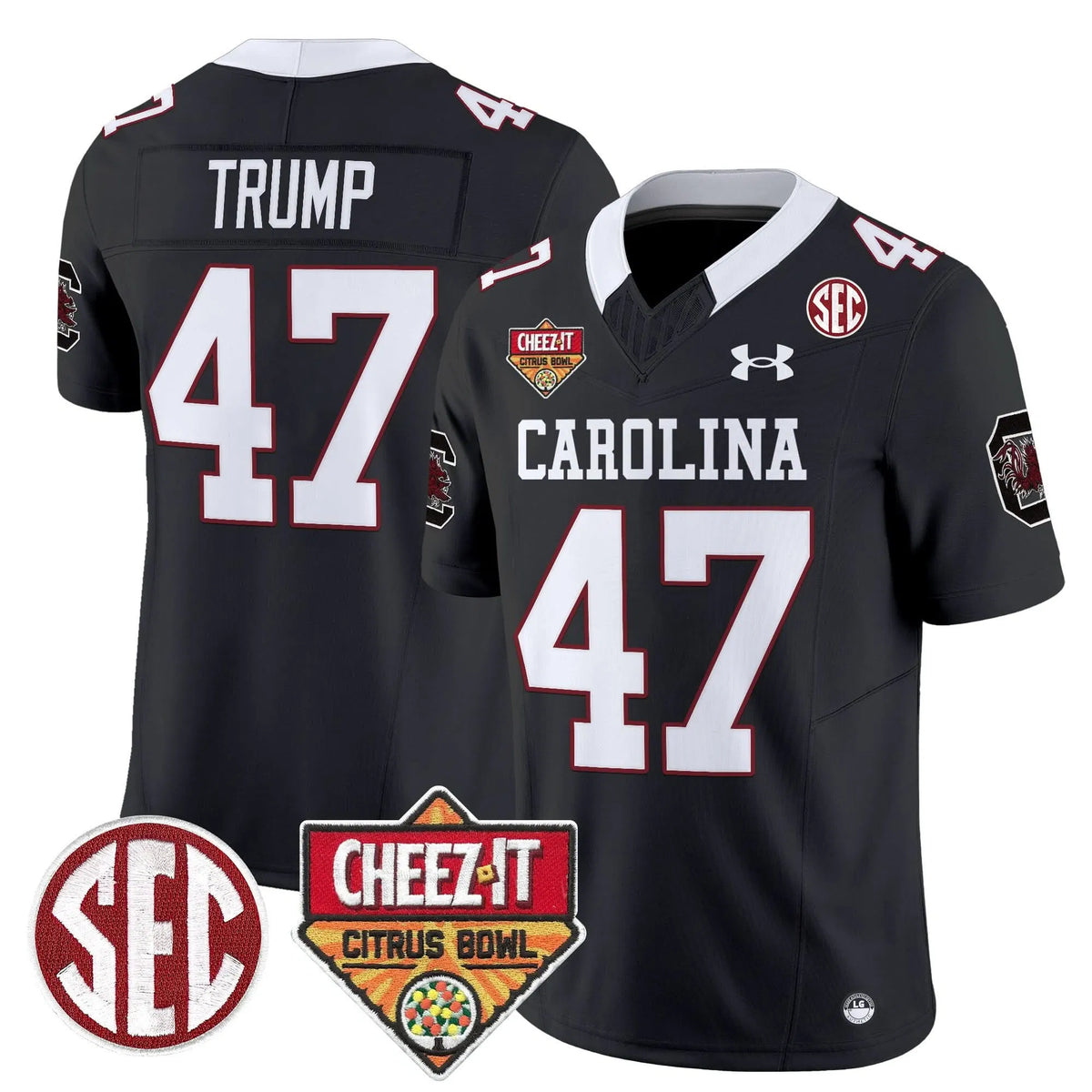 Personalized SCG 1980 Throwback Cheez-It Citrus Bowl Patch Vapor Limited Jersey - Black / Trump Stitched